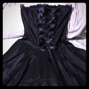Black satin dress corseted bodice